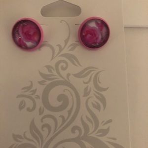 Pink rose studs